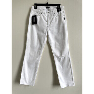 Silver Jeans Co. Womens Most Wanted Mid Rise Straight Crop jean off white Sz 29